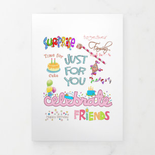 Carte Trois Volets Bonne carte d'anniversaire amis famille Tri-Fold