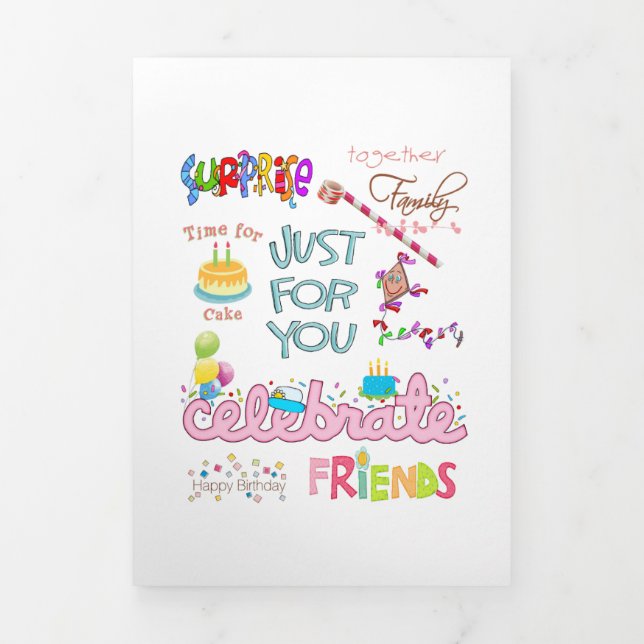 Carte Trois Volets Bonne carte d'anniversaire amis famille Tri-Fold (Page de couverture)