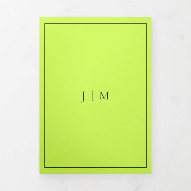 Carte Trois Volets Cadre simple formel moderne Cyber Lime Jet Black (Page de couverture)