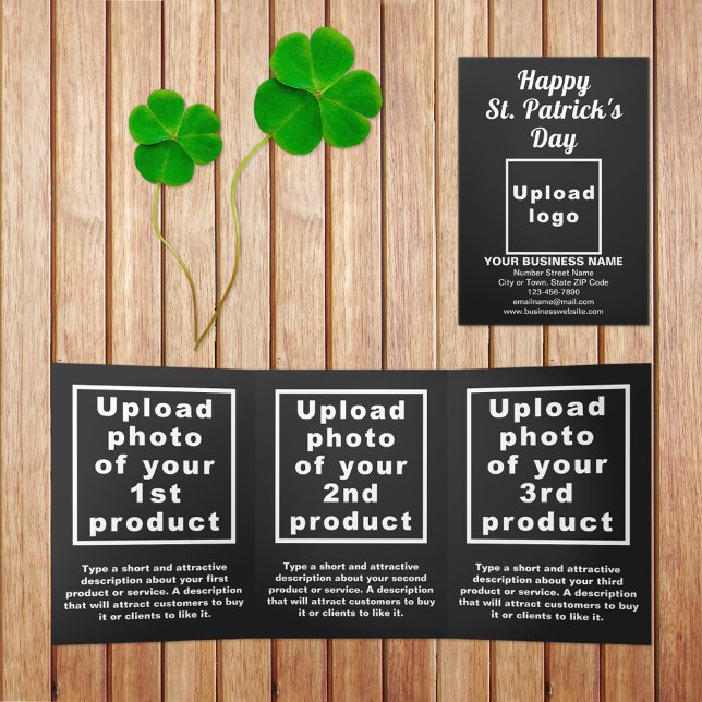 Carte Trois Volets Carte triplée d'affaires Black St. Patrick's Day (Black St. Patrick's Day business trifold card)