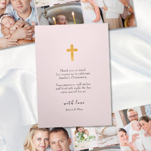 Carte Trois Volets Christening 6 Merci rose photo Carte Tri-Fold