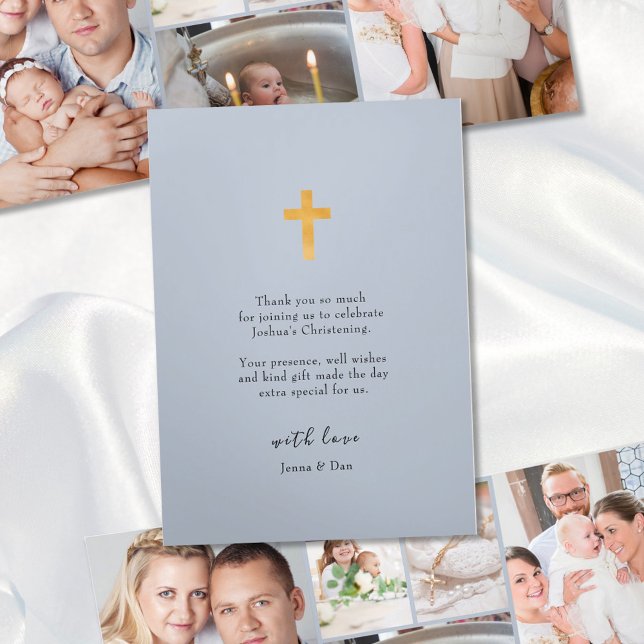 Carte Trois Volets Christening 6 Photo Pink Thank You Blue (Créateur téléchargé)