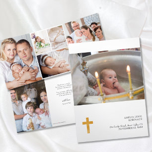 Carte Trois Volets Christening 7 Photo Thank You Tri-Fold Card