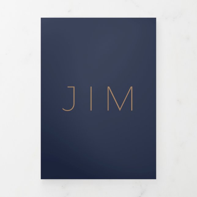 Carte Trois Volets Classic Navy Blue Formal minimal Wedding (Page de couverture)