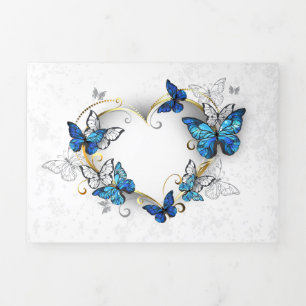 Carte Trois Volets Coeur bijoux avec papillons Morpho