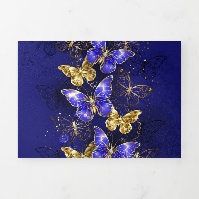 Carte Trois Volets Composition avec papillons Sapphire (Page de couverture)