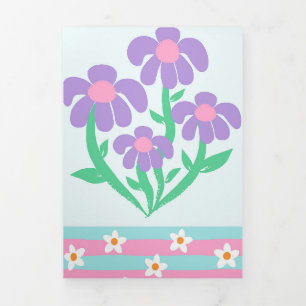 Carte Trois Volets Conception de fleurs vibrantes en fleurs