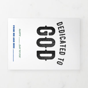 CARTE TROIS VOLETS DÉDIÉ À DIEU COOL PERSONNALISABLE NOIR TEXTE