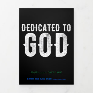 CARTE TROIS VOLETS DÉDIÉ À DIEU COOL PERSONNALISABLE TEXTE BLANC