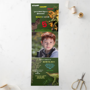 Carte Trois Volets Dinosaure rugissant T-rex animaux éteints