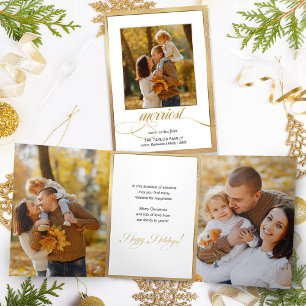 Carte Trois Volets Elegant Gold Shimmer Merriest Calligraphie & Photo
