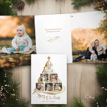 Carte Trois Volets Faux Gold Christmas Tree Famille Multiphoto<br><div class="desc">Faites ressortir vos voeux de Noël avec ce collage photo de vacances unique avec un arbre de Noël stylisé moderne fait de tourbillons en faux modèle martelé style or pour six photos de famille carrés. Inclut les salutations "Joyeux Noël" dans la police de calligraphie or personnalisée et champ de texte...</div>