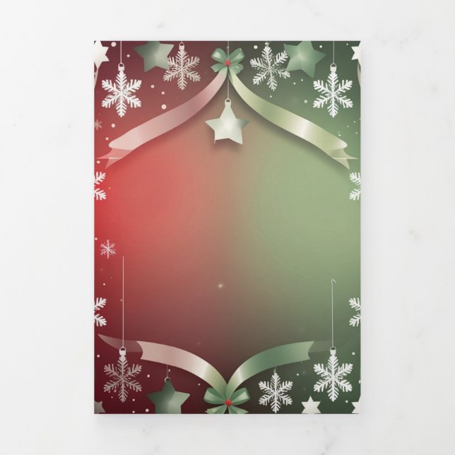 Carte Trois Volets Festive Christmas Snowflake Frame with Stars  (Page de couverture)