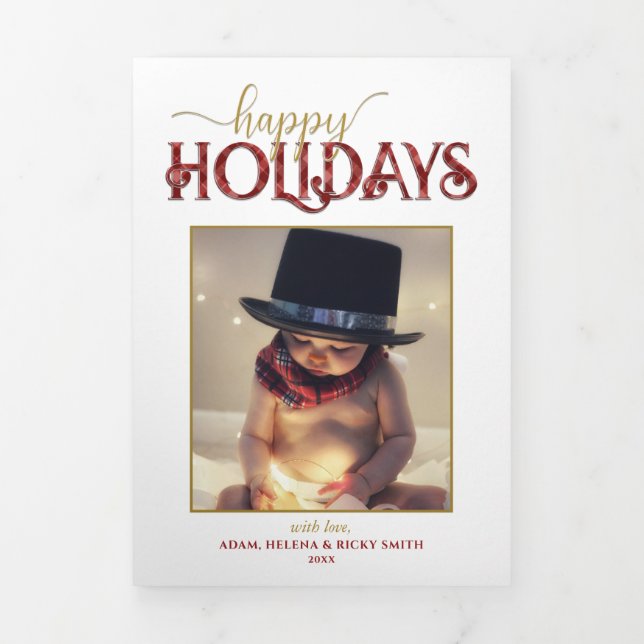 Carte Trois Volets Festive Custom Happy Holidays Typographie (Page de couverture)