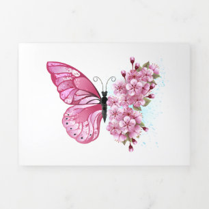 Carte Trois Volets Flower Butterfly