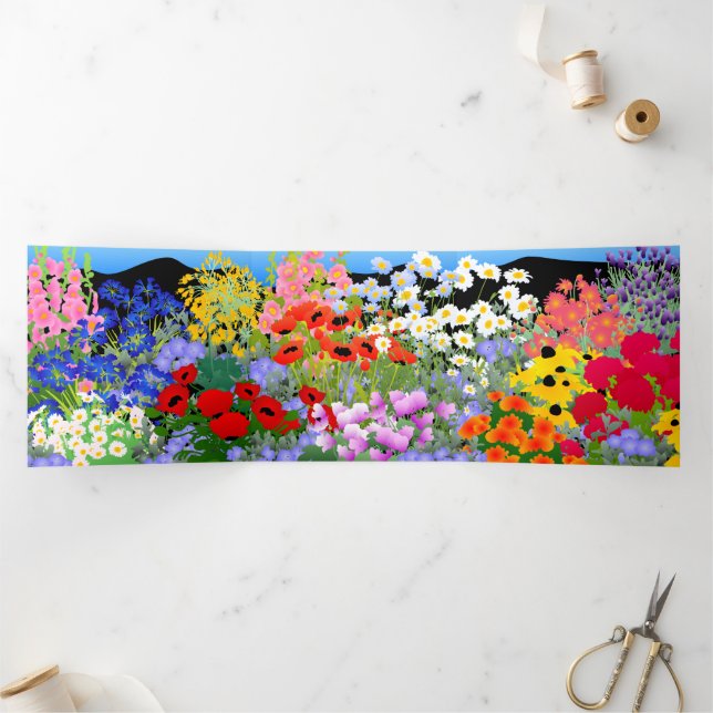 Carte Trois Volets Flower Garden Tri-Fold Blank Card (Intérieur)