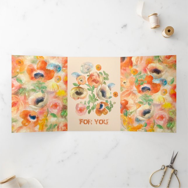 Carte Trois Volets Flowers (Intérieur)