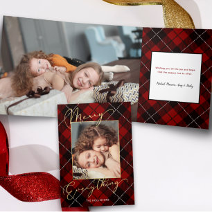 Carte Trois Volets Gold Merry Tout Calligraphie Rouge Plaid Photo