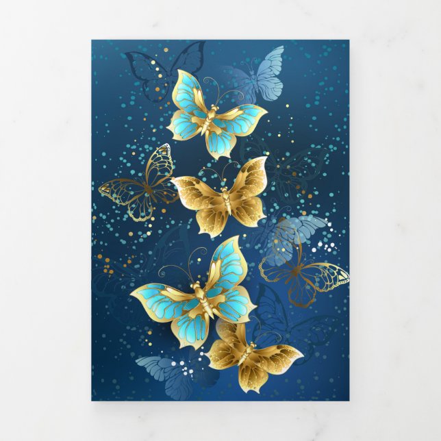 Carte Trois Volets Golden butterflies (Page de couverture)