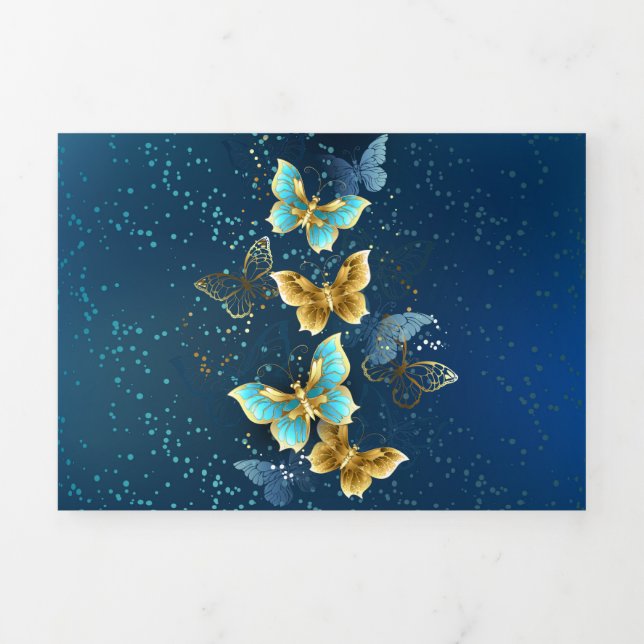 Carte Trois Volets Golden butterflies (Page de couverture)