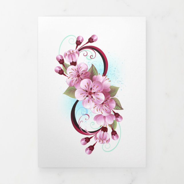 Carte Trois Volets Infinité avec les fleurs Sakura (Page de couverture)