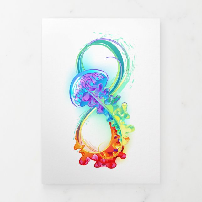 Carte Trois Volets Infinity avec Rainbow Jellyfish (Page de couverture)