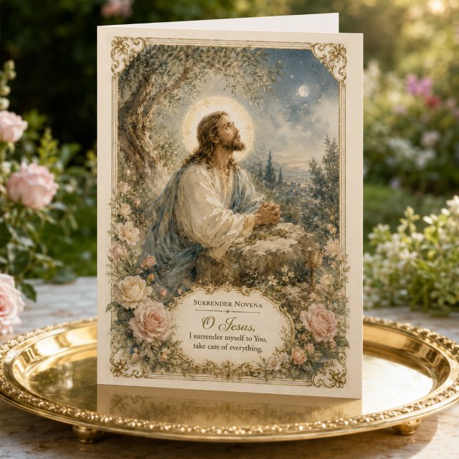 Carte Trois Volets Jésus à Gethsemani Prière de reddition catholique  (Créateur téléchargé)