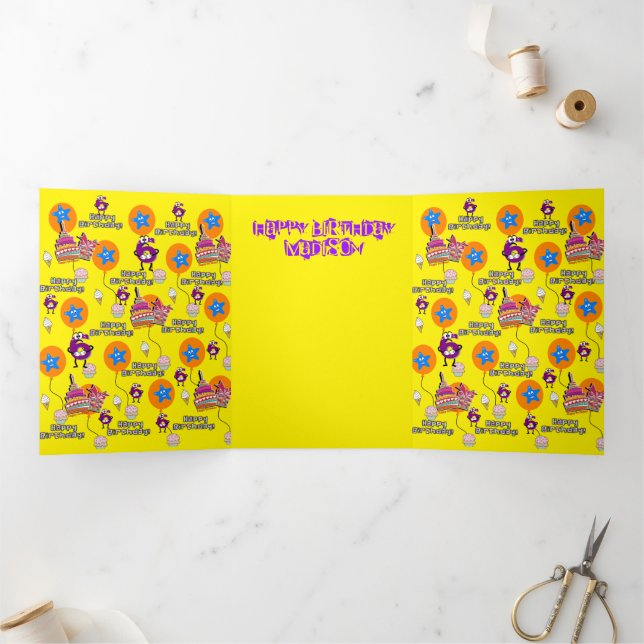 Carte Trois Volets Joyeuse carte d'anniversaire 6e, #6 Anniversaire J (Intérieur)