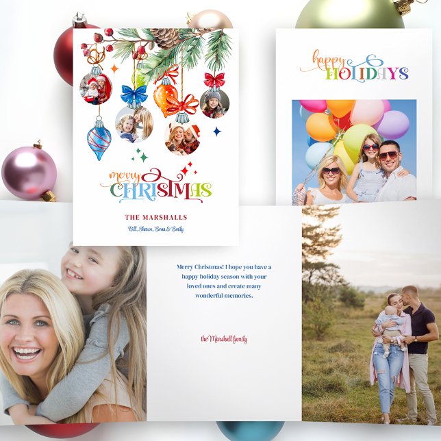 Carte Trois Volets Joyeux Noël Festif Épicéa & Boules 4 Photo (Créateur téléchargé)