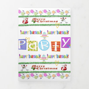 Carte Trois Volets Joyeux Noël Joyeux Anniversaire Carte Tri-Fold