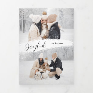 Carte Trois Volets Joyeux Script avec Snowy Brushstroke 2 photo