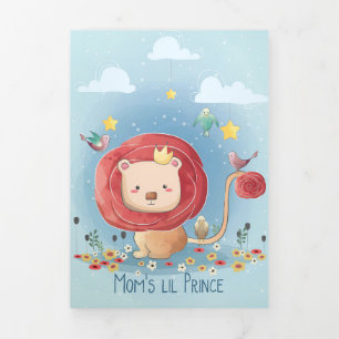 Carte Trois Volets Lion Mignon Prince Lion