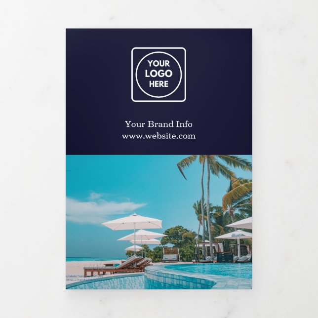 Carte Trois Volets Logo d'entreprise bleu marine | Conception pliée p (Page de couverture)