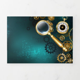 Carte Trois Volets Loupe en style Steampunk