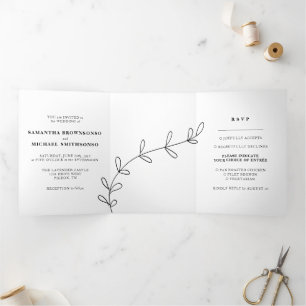 Carte Trois Volets Mariage Amour Simple et Propre