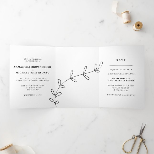 Carte Trois Volets Mariage Amour Simple et Propre (Intérieur)