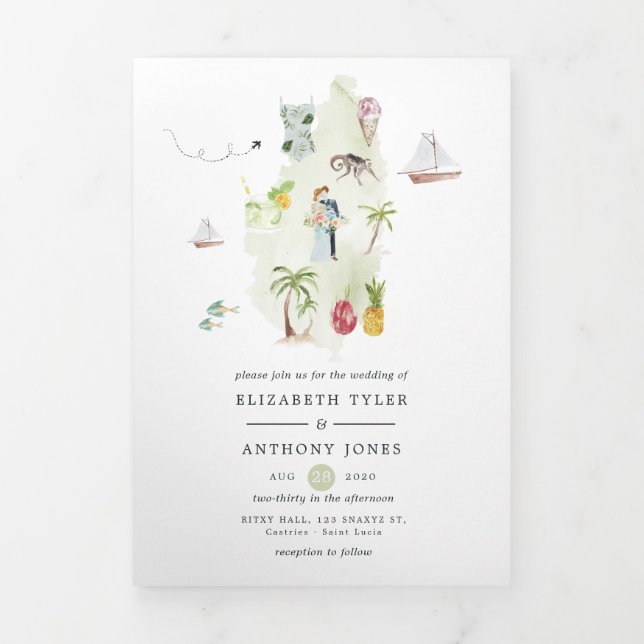 Carte Trois Volets Mariage de destination Sainte-Lucie (Page de couverture)