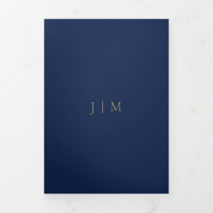 Carte Trois Volets Mariage Formel Minimal Or Navy