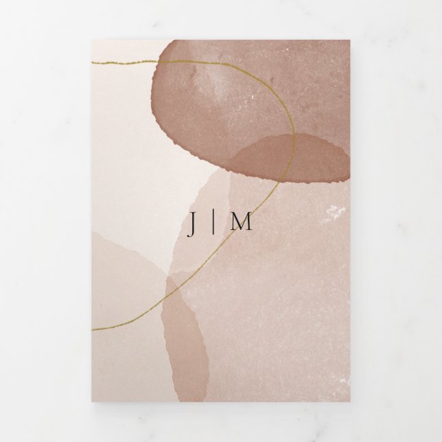 Carte Trois Volets Mariage minimal Formel Plage Bohème Terracotta (Page de couverture)