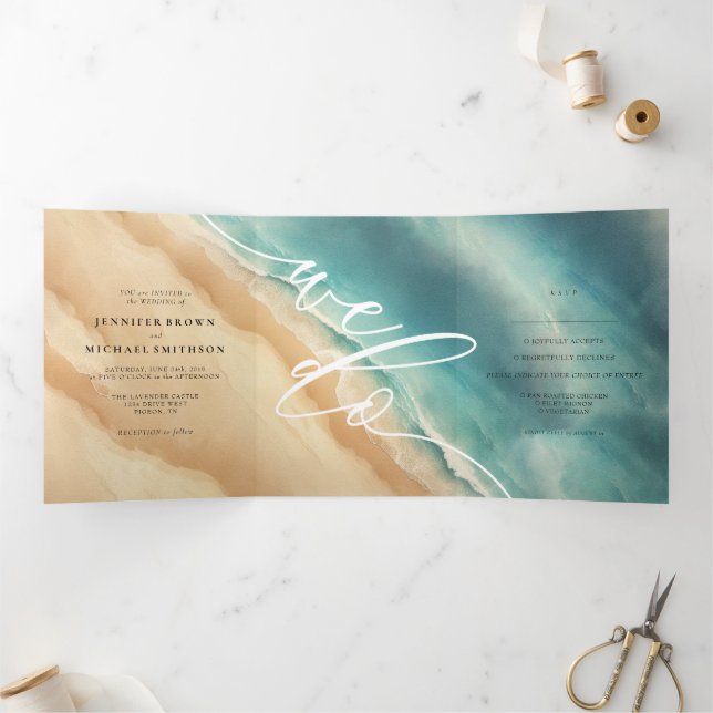 Carte Trois Volets Mariage spécial d'été à Ocean Beach (Intérieur)