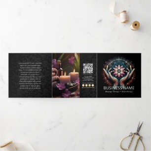 Carte Trois Volets Massage Thérapie Guérison Mains Spa d'énergie trip