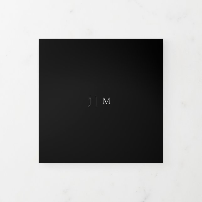 Carte Trois Volets Noir Formel Moderne Mariage Simple (Protection)