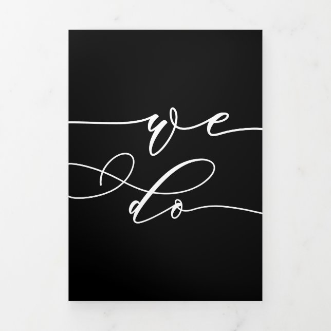Carte Trois Volets Nous faisons un mariage moderne noir formel (Page de couverture)