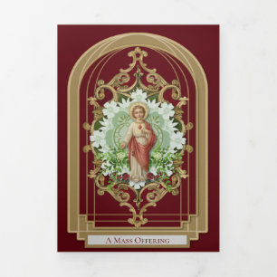 Carte Trois Volets Offrande de messe religieuse Sacré-Cœur Jésus Tri-