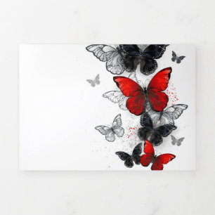Carte Trois Volets Papillons noirs et rouges volants