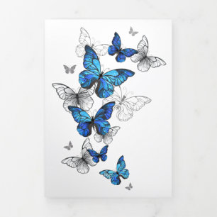 Carte Trois Volets Papillons volants bleus Morpho