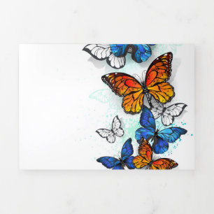Carte Trois Volets Papillons volants Morpho et Monarque