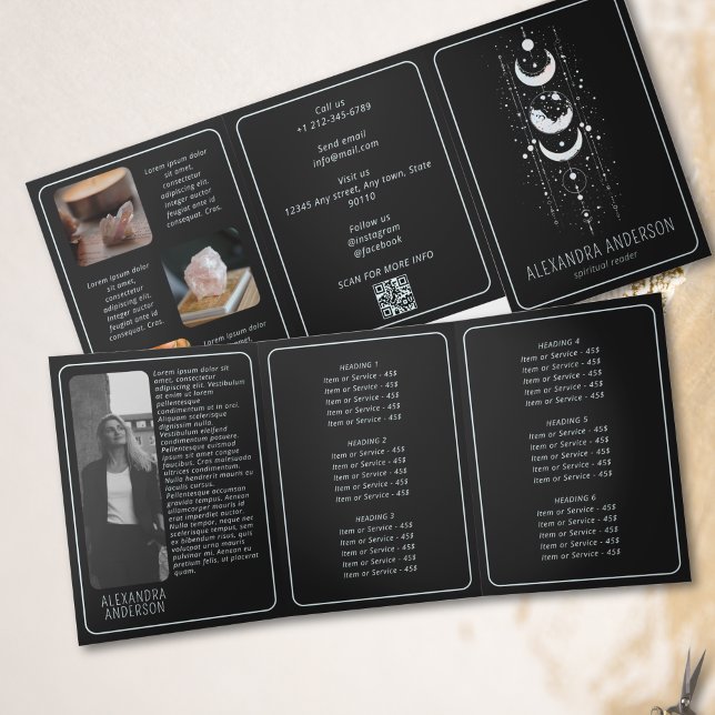 Carte Trois Volets Phases de la Lune céleste Code QR spirituel mystiq (Créateur téléchargé)