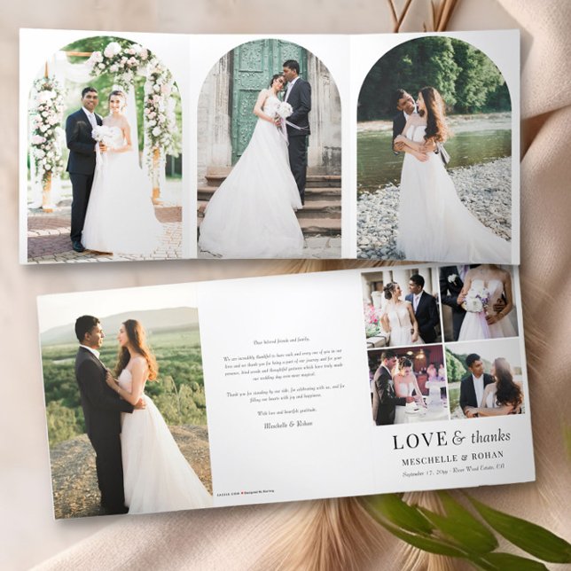 Carte Trois Volets Photo en forme d'arc de Merci mariage (Wedding photo thank you tri-fold card with arched pictures by Darling & May)