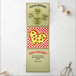 Carte Trois Volets Pizza Box Pizza Puns Anniversaire<br><div class="desc">La carte la plus géniale qu'ils recevront cette année, cette carte tri-pliée est conçue comme une boîte à pizza qui s'ouvre pour révéler une pizza amusante en forme de coeur avec beaucoup de puns à pizza. Tout le texte est entièrement personnalisable pour n'importe quelle occasion, nom(s) ou texte. Si vous...</div>